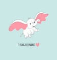 flying elephant doodle vector image