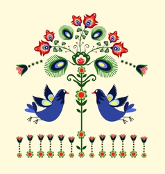Folk pattern with birds Royalty Free Vector Image