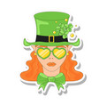 leprechaun girl redhead girl in green hat vector image vector image