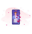 flat guy blogger broadcasting online stream vector image vector image