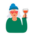 with cheerful smiling old woman grey hair vector image vector image