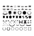 heraldic symbols - shields crowns and wreaths vector image