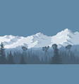 winter coniferous forest with snowy mountains vector image
