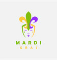 fun jester with fleur de lis hat logo icon vector image vector image