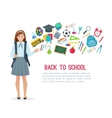 teen student girl and school supplies vector image