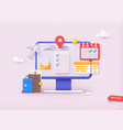 trip banner with passport tickets travel bag vector image vector image