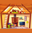 duplex cross section - mansarda living vector image