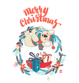 funny merry christmas card with koala wearing cute vector image
