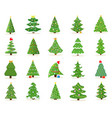 large set decorated green christmas tree icons vector image