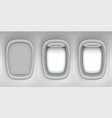airplane realistic open closed window portholes vector image
