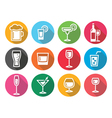 drink alcohol beverage round flat design icons set vector image vector image