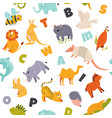 colorful seamless pattern with cute funny animals vector image