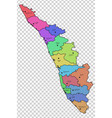 Kerala map with districts highlighted Royalty Free Vector