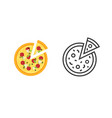 pizza icon flat and line outline art slice vector image vector image
