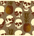 seamless pattern with human skulls and pineapples vector image vector image