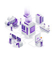 team manages the cloud server and data analyst vector image vector image