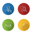 dentistry flat linear long shadow icons set vector image vector image