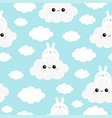 seamless pattern rabbit bunny face holding cloud vector image vector image