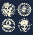 space aliens set sketch monochrome vector image