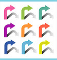 right turn arrow with shadow on white background vector image vector image