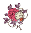 rose clock tattoo design vector image