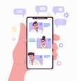 a smartphone with list contacts vector image