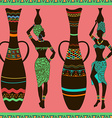 african seamless pattern of girls and vases vector image vector image