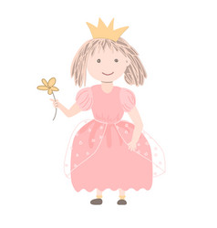 cute little princess in a beautiful with a flower vector image