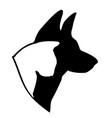 black silhouette of dog and cat isolated on white vector image vector image