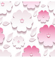 floral background seamless pattern pink 3d sakura vector image