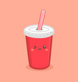 cute red soda cola paper cup cartoon vector image