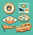 summer travel 70s sticker collection label vector image