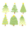 flat style bright christmas tree collection vector image