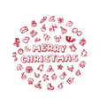 doodle christmas icons set vector image