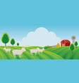 sheep farm on hill landscape background vector image