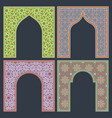 set arched patterned frame in oriental vector image
