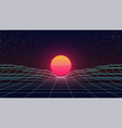 synthwave sunset retro futuristic sun vector image