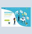 isometric landing page for business solutions vector image