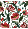 seamless pattern with vintage flowers vector image