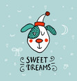 christmas with funny dog hand drawn vector image vector image