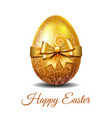 gold easter egg tied golden ribbon vector image