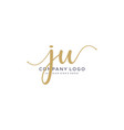 ju initial handwriting logo design vector image