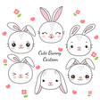 set of cartoon bunnies with various emotions vector image