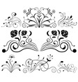 black and white floral design elements vector image