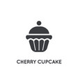 cherry cake cupcake cream brownie glyph element vector image
