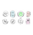 hand drawn wreaths frames leaf with flower vector image vector image