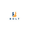 simple letter b with lightning bolt logo design vector image