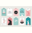 easter tag collection with bunnies and eggs vector image