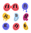 cartoon smiling emoji faces cute comic vector image