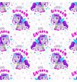 seamless pattern with cute cartoon purple unicorn vector image vector image